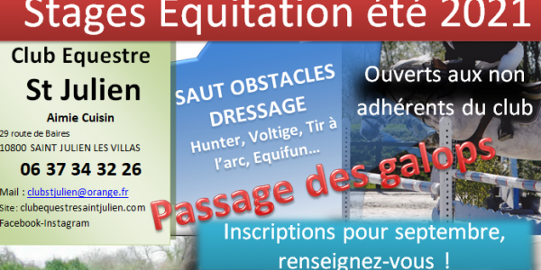 STAGES EQUITATION ETE 2021
